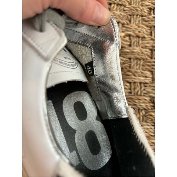 NWOT P448 Queens John Low Top White Sneakers Zebra Animal Calf Hair, $245 - Picture 9 of 10